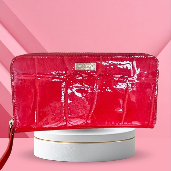 kate spade Handbags - Kate Spade Red Croc Patent Leather Wallet